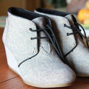 Toms wedge booties. Metallic gold/black/white. Size 7.5